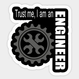 Engineer text, best engineering design with gear image Sticker